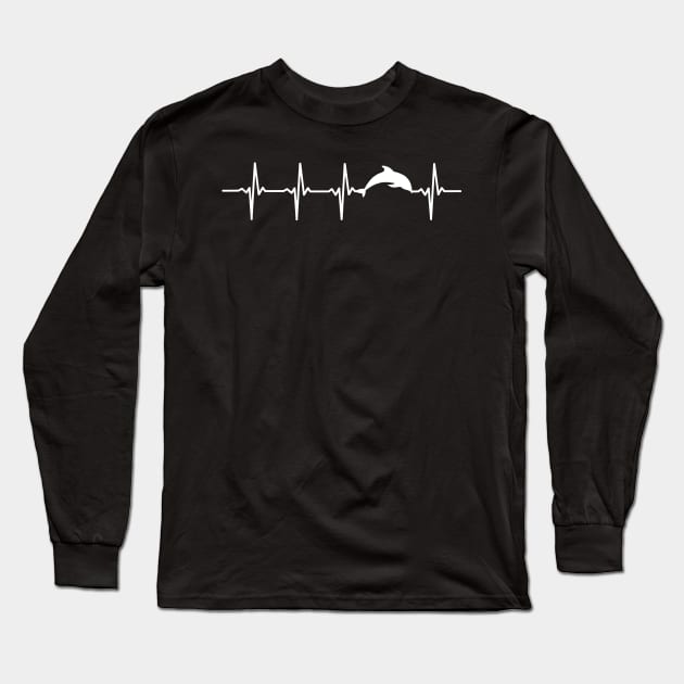 Dolphin Heartbeat Gift For Dolphin Lovers Long Sleeve T-Shirt by OceanRadar